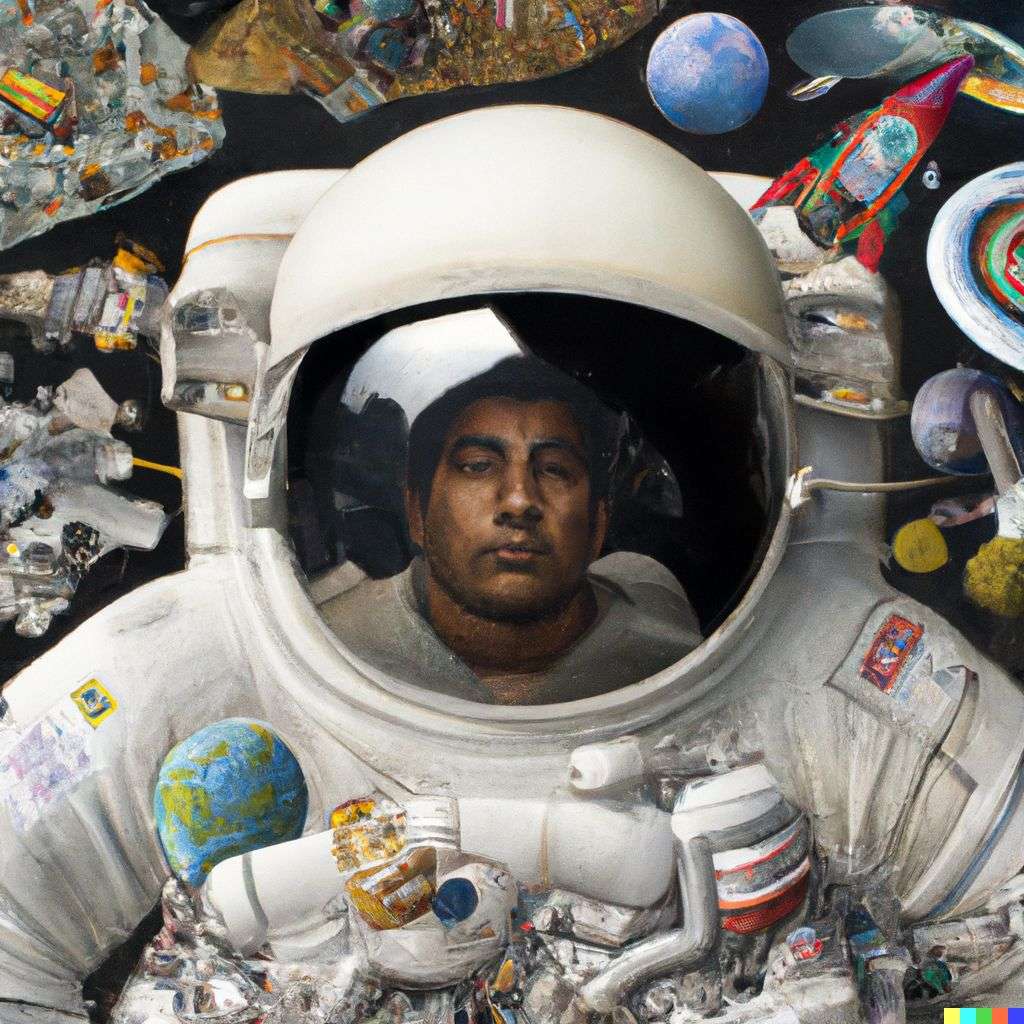 an astronaut, by Jacek Yerka
